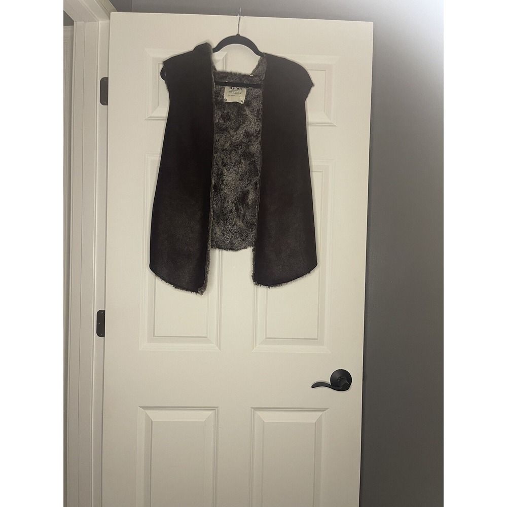 Dylan By True Grit Faux Fur Open Front Vest With Hood Small Brown